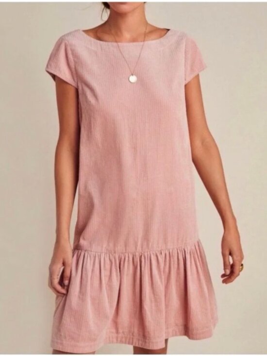Maeve Dresses & Skirts - Anthropologie Maeve Pink Corduroy‎ Tessa Flounced Dress Size 2
